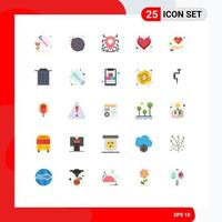 Universal Icon Symbols Group of 25 Modern Flat Colors of pulses health secure care hell Editable Vector Design Elements
