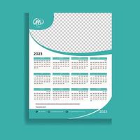 2023 Calendar year vector illustration. The week starts on Sunday. Annual calendar 2023 template. Calendar design in black and white colors. Vector