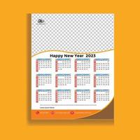 2023 Calendar year vector illustration. The week starts on Sunday. Annual calendar 2023 template. Calendar design in black and white colors, Sunday in red colors. Vector