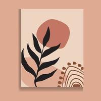 vector de arte de pared botánico. dibujo de arte de línea de follaje con forma abstracta. diseño de arte de plantas abstractas para impresión, portada, papel tapiz, arte de pared mínimo y natural. ilustración vectorial