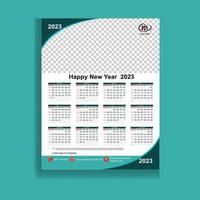 2023 Calendar year vector illustration. The week starts on Sunday. Annual calendar 2023 template. Calendar design in black and white colors, Sunday in red colors. Vector