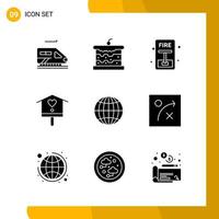 9 Icon Set. Solid Style Icon Pack. Glyph Symbols isolated on White Backgound for Responsive Website Designing. vector