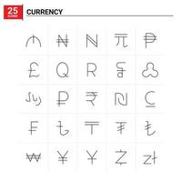 25 Currency icon set vector background