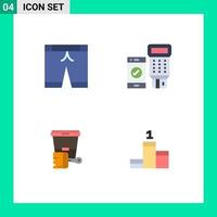 4 iconos planos universales establecidos para aplicaciones web y móviles pantalones posición de escaneo de código de color elementos de diseño vectorial editables vector