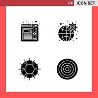 4 Icon Pack Solid Style Glyph Symbols on White Background. Simple Signs for general designing. vector