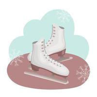 Winter figure skates with lacing. Shoes for winter sports on ice. Vector illustration. Cartoon.