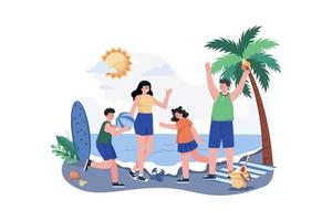 Family Beach Vacation Illustration concept. A flat illustration isolated on white background vector