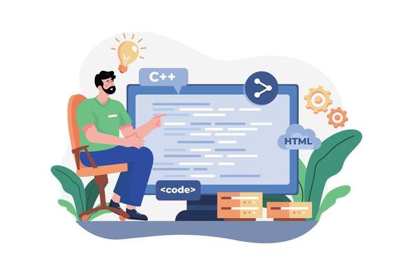 It Professional Illustration concept. A flat illustration isolated on white background