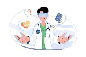 Doctor Studying Medicine Using VR vector