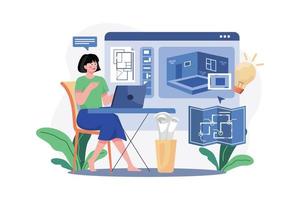 Interior Designer Illustration concept on white vector