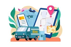 Delivery Tracking App Illustration concept. A flat illustration isolated on white background vector