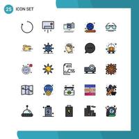 conjunto de 25 iconos modernos de la interfaz de usuario signos de símbolos para elementos de diseño de vectores editables de artículos globales de chat de conocimientos oculares