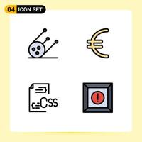 4 iconos creativos signos y símbolos modernos de la caja de codificación de moneda de desarrollo científico elementos de diseño vectorial editables vector