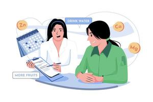 Female Nutritionist Doctor Giving Nutrition Plan vector
