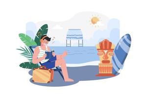 Man Enjoying Summer Holiday At The Beach vector