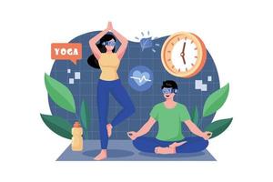 Couple Doing VR Exercise Illustration concept. A flat illustration isolated on white background vector