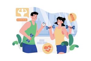 Fitness Coaches Training Woman In Gym vector