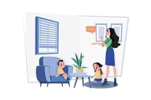 Mother Setting Ground Rules For Her Kids vector