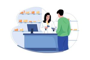 Man Buying Medicine At A Pharmacy Shop vector