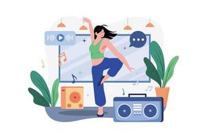 Cute Woman Dancer In Action In The Studio vector