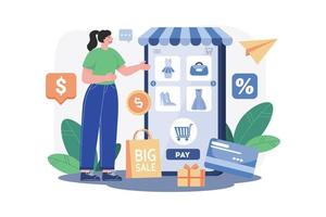 Online Shopping Application Illustration concept. A flat illustration isolated on white background vector