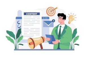 Content Marketing Manager Illustration concept. A flat illustration isolated on white background vector