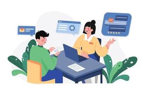 Customer Service flat illustration concept on white background vector