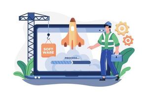 Software Engineer Illustration concept. A flat illustration isolated on white background vector