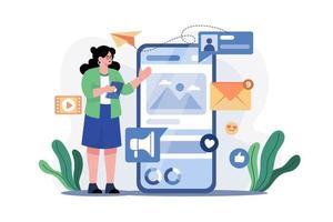 Social Media Assistant Illustration concept. A flat illustration isolated on white background vector