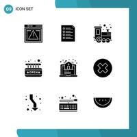 Set of 9 Modern UI Icons Symbols Signs for shop board page play time toy Editable Vector Design Elements