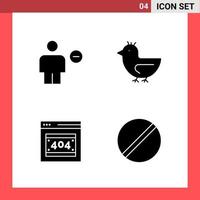 4 Icon Pack Solid Style Glyph Symbols on White Background. Simple Signs for general designing. vector