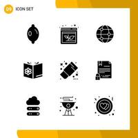 9 Icon Set. Solid Style Icon Pack. Glyph Symbols isolated on White Backgound for Responsive Website Designing. vector