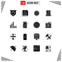 Solid Glyph Pack of 16 Universal Symbols of signal connection office home interior Editable Vector Design Elements