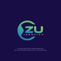 ZU Initial letter circular line logo template vector with gradient color blend