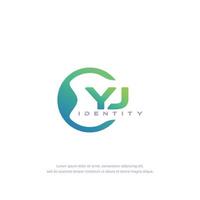 YJ Initial letter circular line logo template vector with gradient color blend