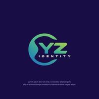 YZ Initial letter circular line logo template vector with gradient color blend