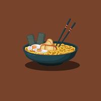 Fondo de ramen. diseño con estilo de dibujos animados. vector