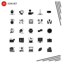 Group of 25 Modern Solid Glyphs Set for luck fortune multimedia vehicle farmer Editable Vector Design Elements