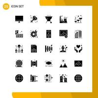 Set of 25 Modern UI Icons Symbols Signs for globe eco celebrate industry construction Editable Vector Design Elements