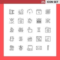 Universal Icon Symbols Group of 25 Modern Lines of school education flipped calendar server Editable Vector Design Elements