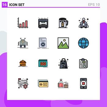 Set of 16 Modern UI Icons Symbols Signs for robotic play cup game rocket Editable Creative Vector Design Elements