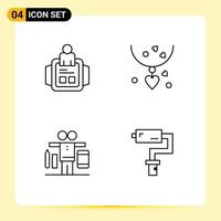 Pictogram Set of 4 Simple Filledline Flat Colors of hand watch life technology mom work Editable Vector Design Elements