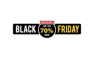 70 Percent discount black friday offer, clearance, promotion banner layout with sticker style. vector