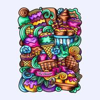 Ice Cream Doodle Vector Element Design Illustration