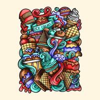 Ilustración de diseño de plantilla de elemento de vector de doodle de helado