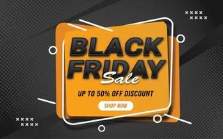 Flat black friday landing page abstract and yeloow frame template vector