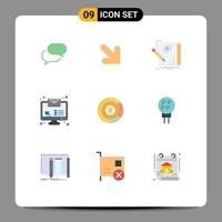 Stock Vector Icon Pack of 9 Line Signs and Symbols for chart pie sketching monitor email imac Editable Vector Design Elements