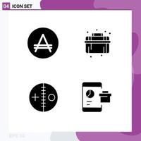 Pack of 4 Modern Solid Glyphs Signs and Symbols for Web Print Media such as america doll country plumbing puncture Editable Vector Design Elements