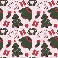 Seamless christmas pattern retro style vector