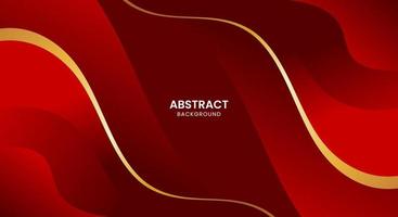 Wavy gradient red with golden line background vector